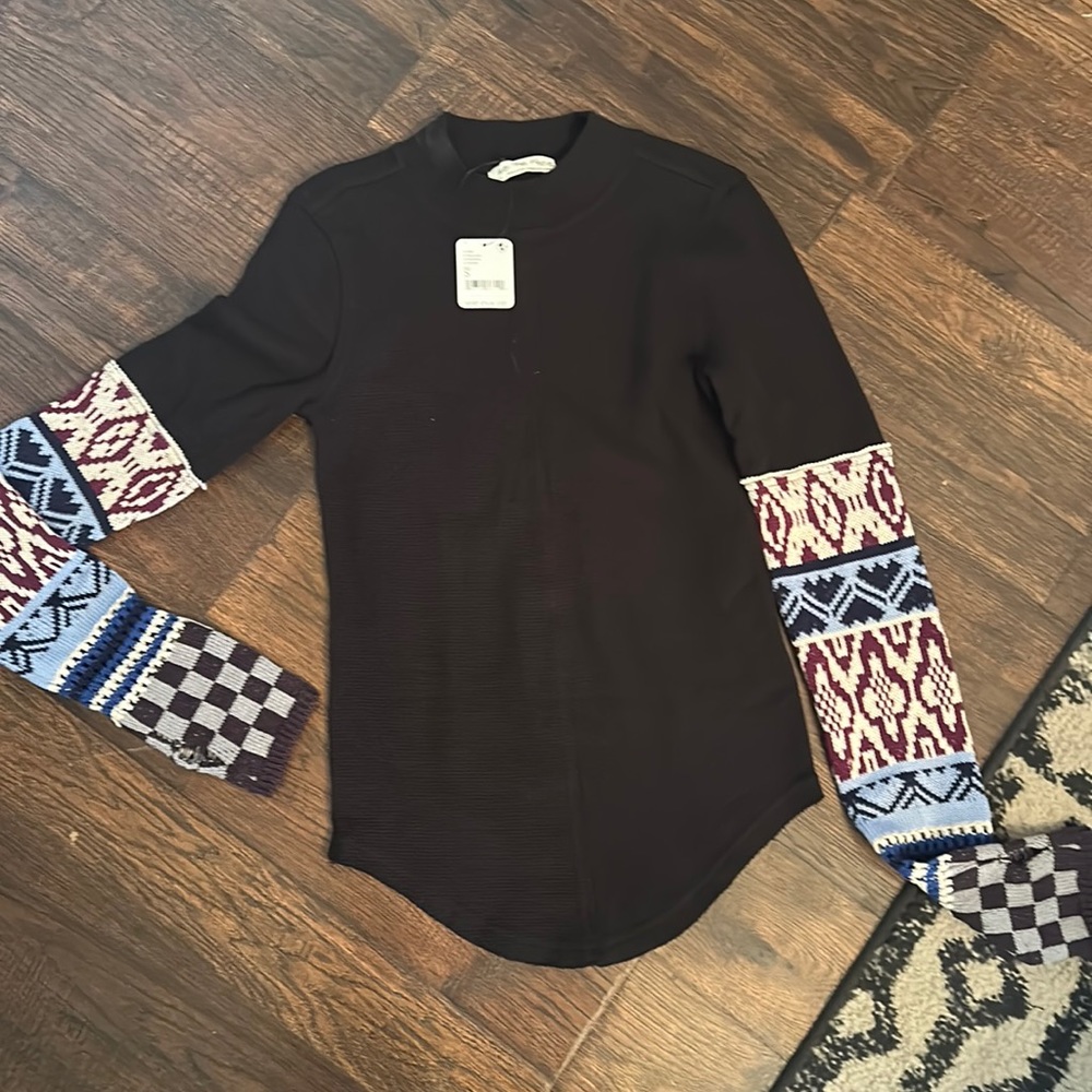 Free people waffle mock neck